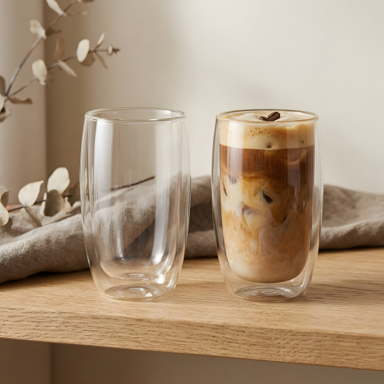 Double Wall Glass Cup 400 ml Set - 2 Pcs